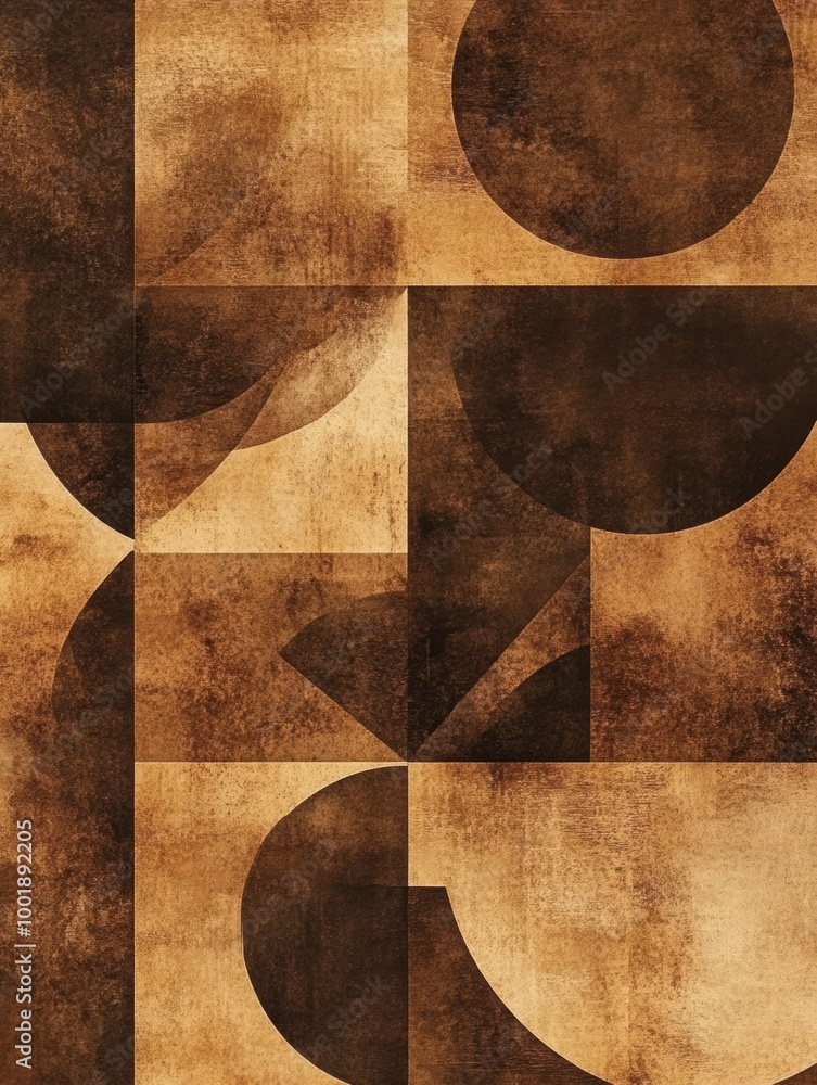 Leinwandbilder Abstract geometric patterns featuring rich coffee textures in a creative exploration of shapes and forms. Generative AI