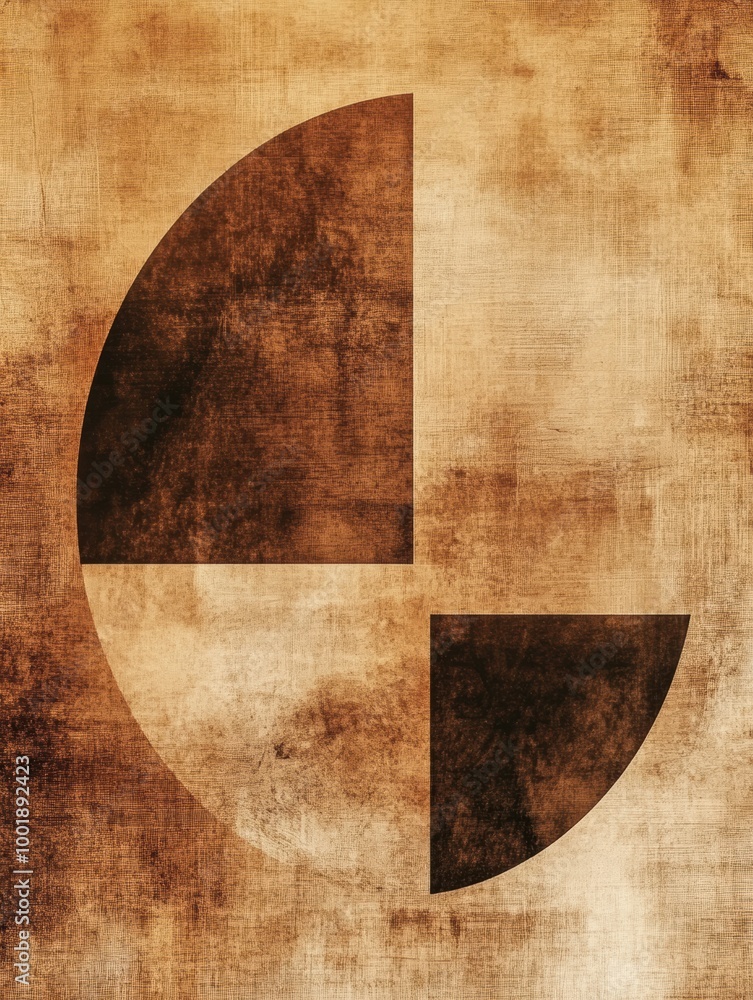 Aufkleber Abstract composition of geometric shapes featuring rich coffee textures set against a warm background. Generative AI