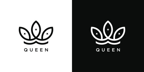 Royal Princess queen crown logo design. Premium Vector