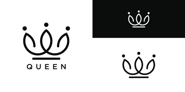 Royal Princess queen crown logo design. Premium Vector