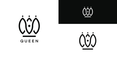 Royal Princess queen crown logo design. Premium Vector