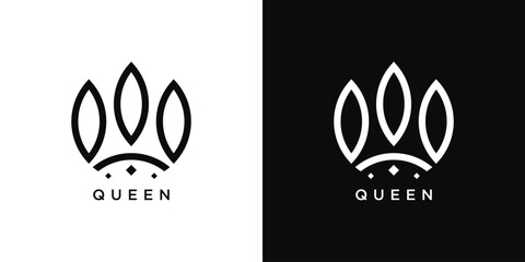 Royal Princess queen crown logo design. Premium Vector