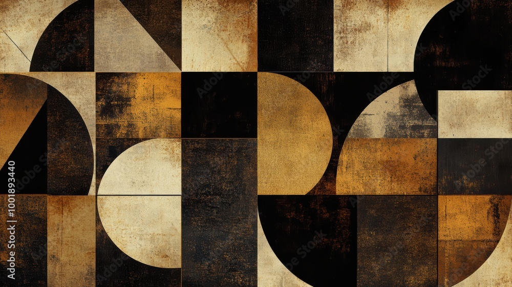 Leinwandbilder abstract composition of rich coffee textures with geometric shapes like circles, triangles, and squa
