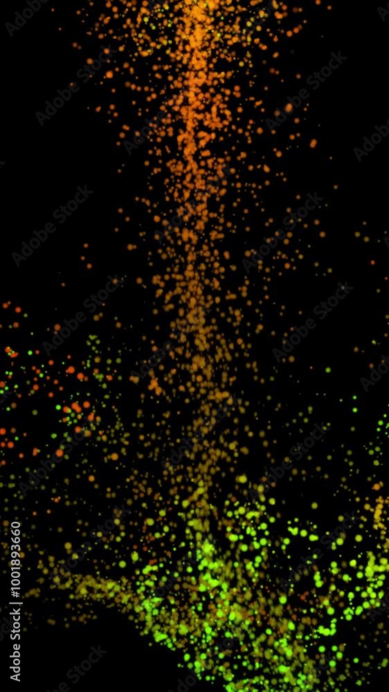 Poster abstract shining bokeh sparkles moving in vertical direction on black background. animation. colorfu