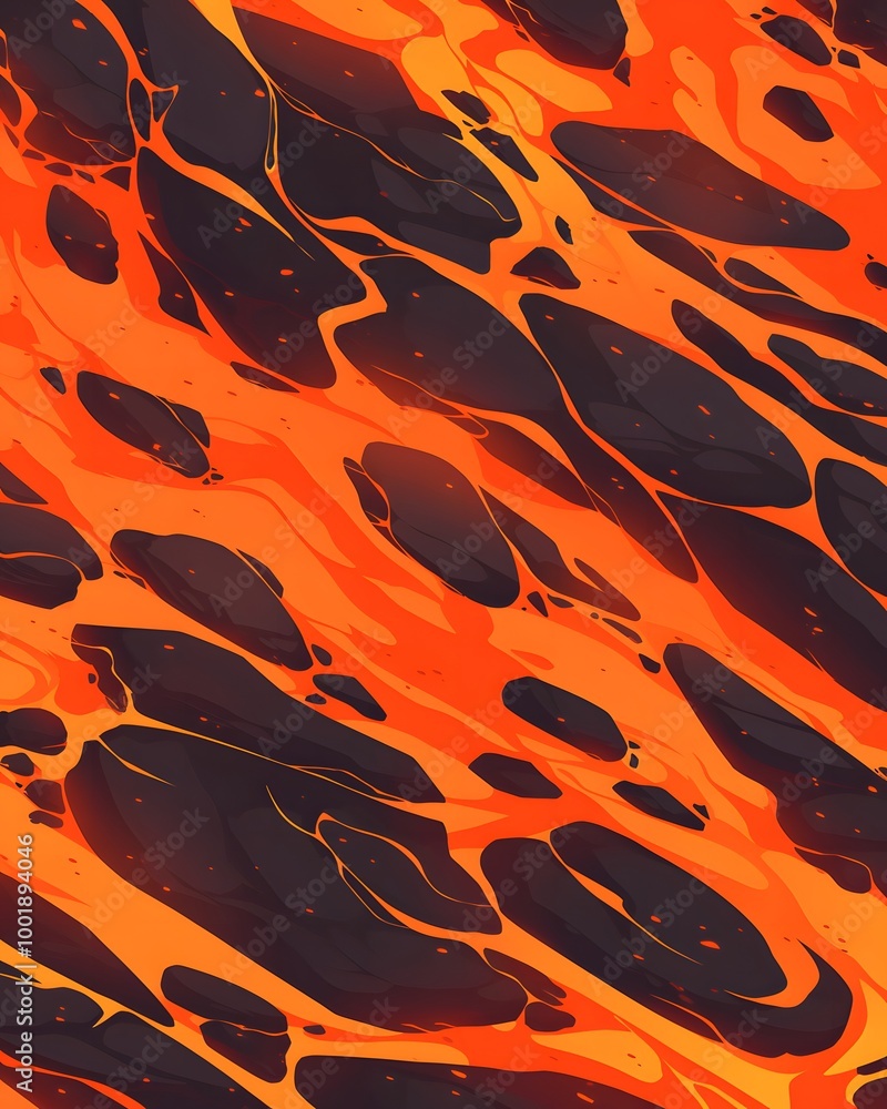 Poster dynamic abstract lava flow pattern in fiery hues