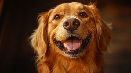 Obraz premium Joyful Golden Retriever Smiling Close-Up Portrait