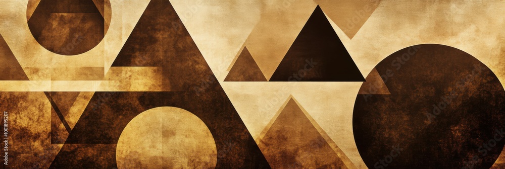 Aufkleber geometric shapes filled with rich coffee textures in a contemporary art style creating a warm and in