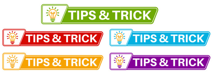 set Tips and tricks sign labels. fast helpful instructions sign design vector illustration