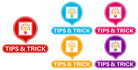 set Tips and tricks sign labels. fast helpful instructions sign design vector illustration