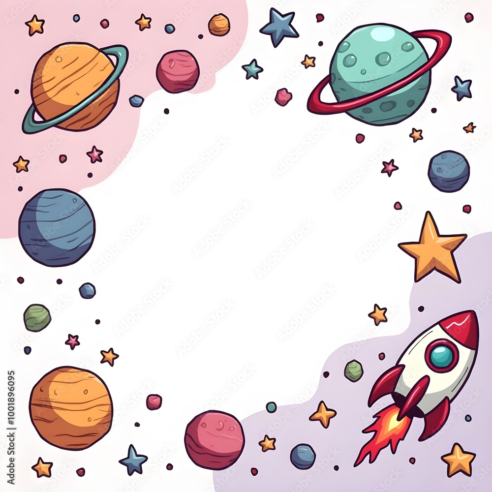 Poster background with space and rocket. generative ai