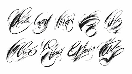 Elegant calligraphy set on white background. Hand-lettering. Illustration
