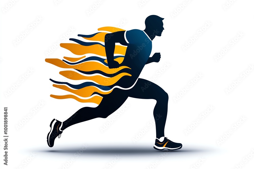 Poster minimalist runner icon, featuring clean lines showing a person mid-stride, capturing the essence of 