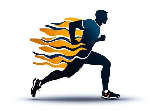 Minimalist runner icon, featuring clean lines showing a person mid-stride, capturing the essence of fitness in motion with a sleek design