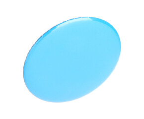 One light blue button badge isolated on white