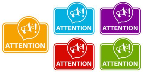 Set attention icon sign. Attention please labels symbol design template Vector illustration