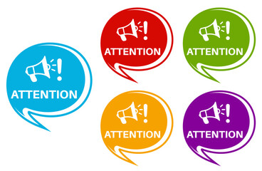 set attention badge labels icon. symbol design template vector illustration