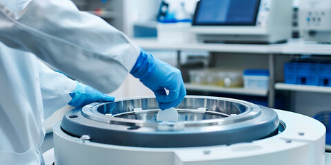 Research Scientist Operating High-Tech Equipment in Laboratory,  Laboratory Technician Conducting Research with Advanced Machinery