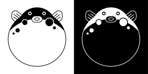 フグの家紋風のベクターイラスト。 © nekokawaodori