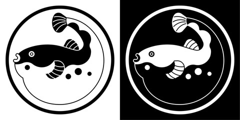 フグの家紋風のベクターイラスト。