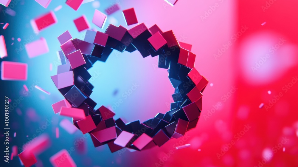 Poster a surreal, abstract structure composed of twisted, geometric shapes, symbolizing the complex and par