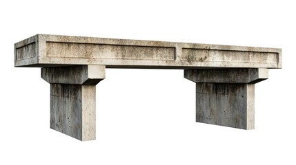 Fototapeta premium A side angle view of a cement bridge showcasing its robust structure and design. The bridge spans over a calm river, with detailed concrete arches and supporting beams that highlight the engineering 