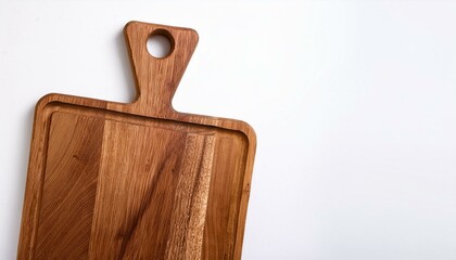 Fototapeta premium Kitchen brown texture of stained oak wood cutting board with grain on white background