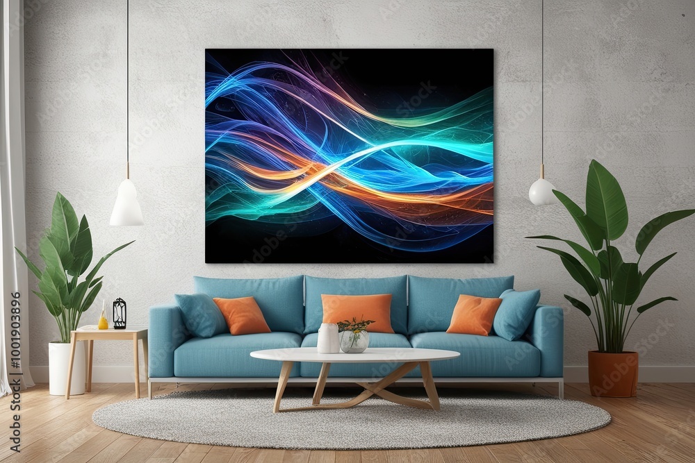 Poster abstract energy flow light canvas design for modern spaces