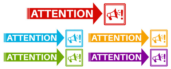 Set trendy Stylish attention icon labels. alert sign awareness sticker icon design vector illustration	
