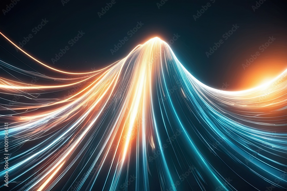 Poster dynamic futuristic abstract energy wave background with glowing pulsing flow