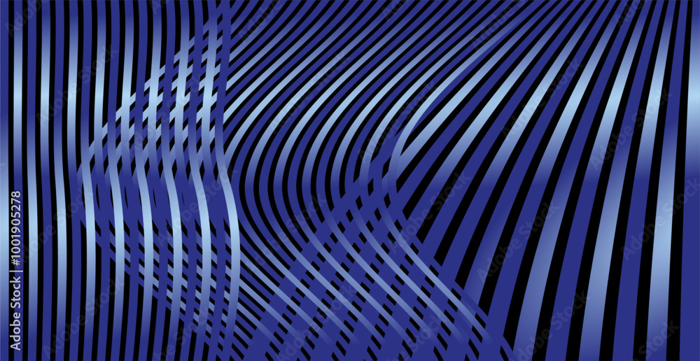 Poster a play of vertical and curved lines with gradient blue colors as a background and compositional insp