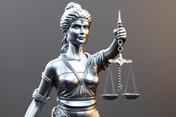 Fototapeta premium Empowered Lady Justice with Silver Scales as a Champion for Equality and Balance in Law