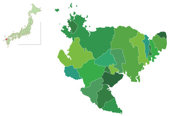 佐賀　日本　地図　緑　アイコン	
