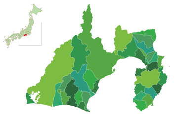 Fototapeta premium 静岡 日本 地図 緑 アイコン 