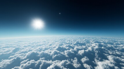 Above the clouds, with a deep azure sky