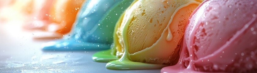 Colorful Ice Cream Scoops in 3D Isometric Style