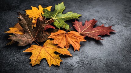 A captivating repeating pattern of vibrant autumn leaves, showcasing rich shades of red, orange, and yellow. The leaves are elegantly cascading across a soft, muted background, creating a harmonious 