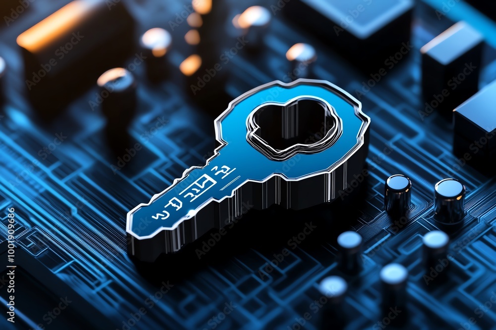 Aufkleber Simple encrypted key icon placed within clean shapes, representing a secure digital transaction