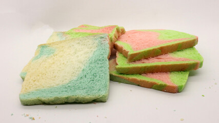 Sliced rainbow bread isolated