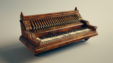 Fototapeta premium Elegant Clavichord with Intricate Design and Clean Background