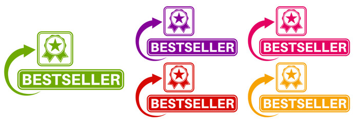set bestseller sticker sign set. top seller label symbol recommended sign template vector illustration	