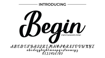 Begin Font Stylish brush painted an uppercase vector letters, alphabet, typeface