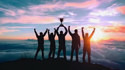 silhouette of a team work success - Powered by Adobe