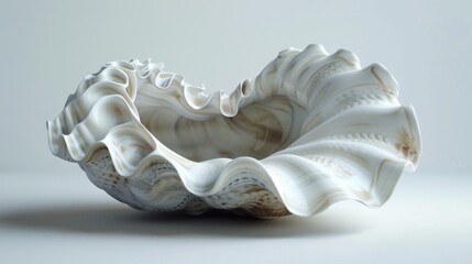Minimalist 3D Giant Clam Shell on Clean Background