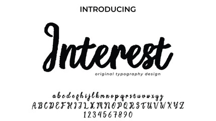 Interest Font Stylish brush painted an uppercase vector letters, alphabet, typeface