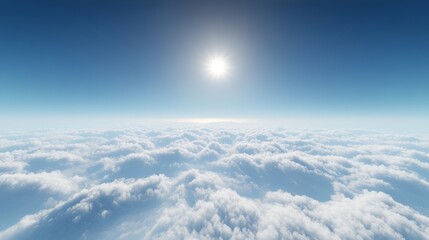 Above the clouds, with a vivid blue sky
