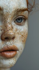 Fototapeta premium Close-Up Portrait of a Woman with Intricate Skin Texture