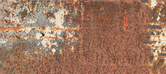 Rust on the iron door for the background. old peeling paint on rusty gates.