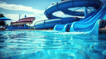 Water Slides: Tall, twisting water slides that let swimmers enjoy a speedy descent into the pool, constructed of smooth plastic for maximum fun.
