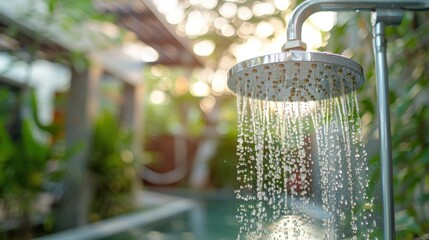 Poolside Showers: Outdoor showers equipped with easy push-button mechanisms, allowing swimmers to rinse off before entering or after leaving the pool.
