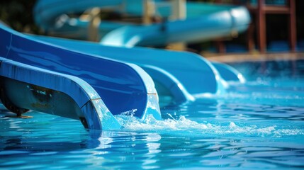 Water Slides: Exciting, large twisting slides that provide swimmers with a fun, fast descent into the water, made from smooth plastic for added speed.
